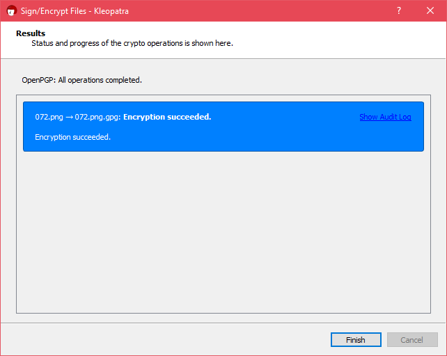 kleopatra encryption succeeded