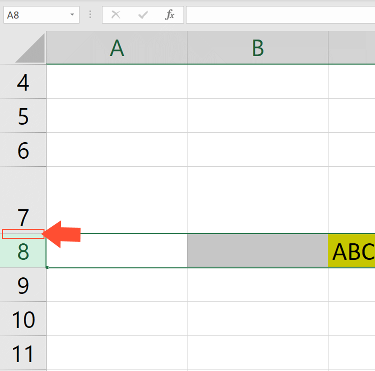 excel modify height row drag