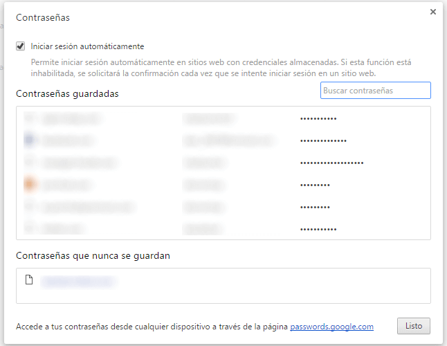 chrome gestor de contraseñas