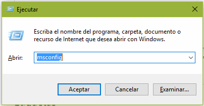 windows ejecutar msconfig