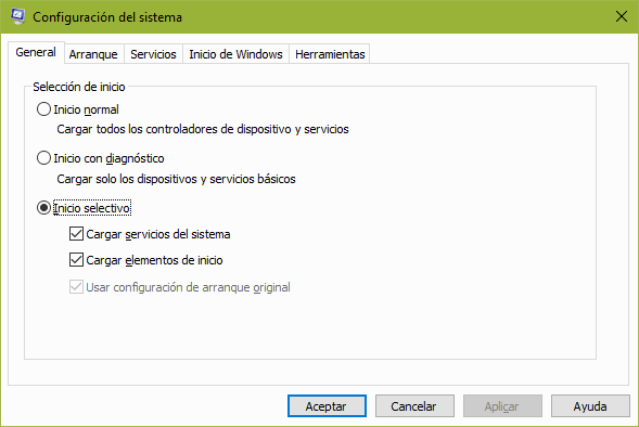 msconfig general