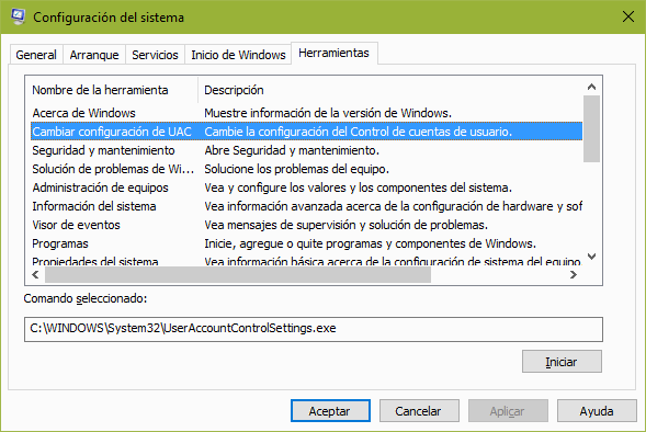 msoncifg cambiar configuracion de uac