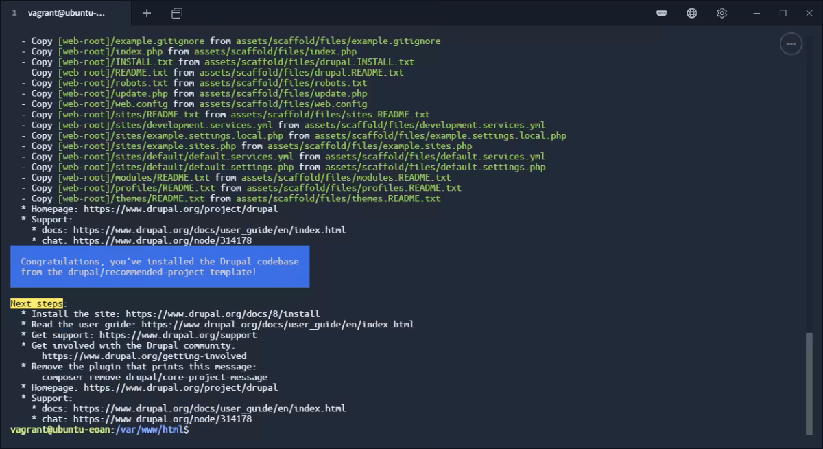 Composer create project Drupal crongatulations